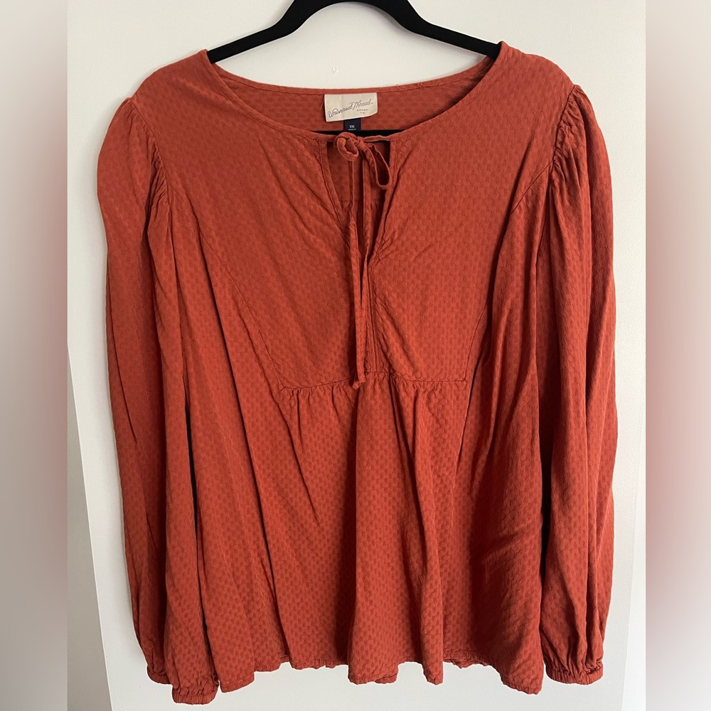 Universal Thread Burnt Orange Tie Front Blouse size XXL *~*Perfect Fall Top*~*